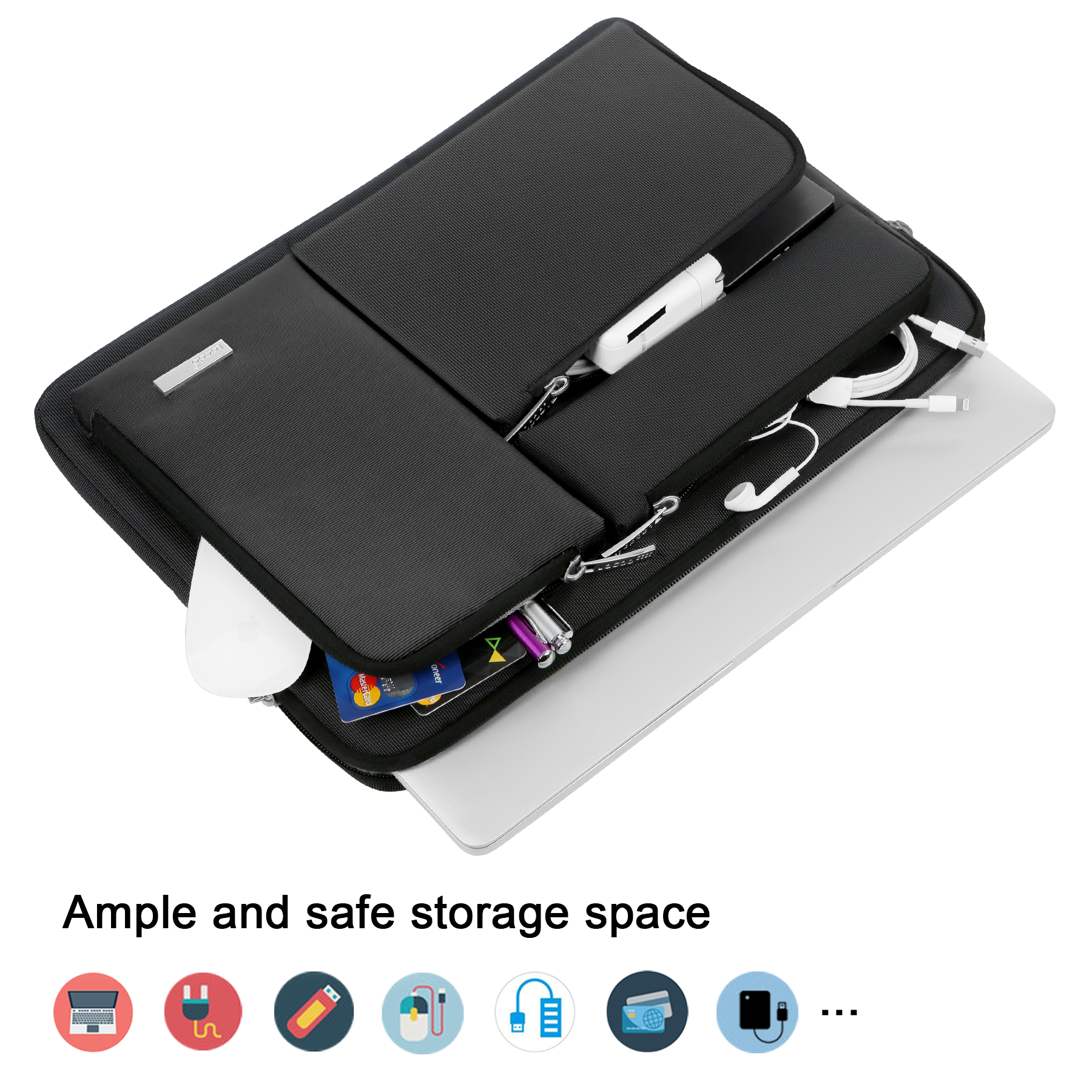 15.6 inch Laptop Sleeve Case Computer Briefcase Bag Convenient For